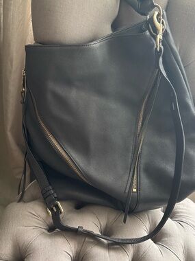 Rebecca Minkoff Gray Leather MOTO Hobo with Gold Hardware